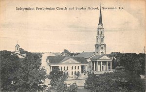 INDEPENDENT PRESBYTERIAN CHURCH & SUNDAY SCHOOL SAVANNAH GEORGIA POSTCARD (1905)