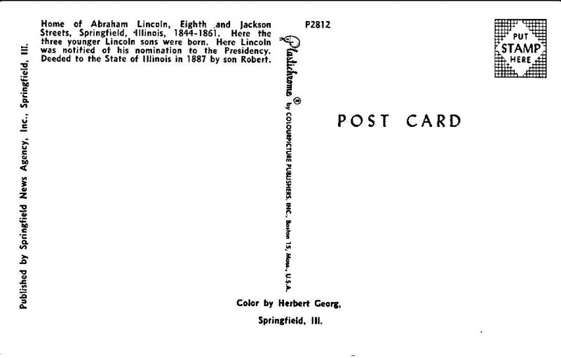 Illinois, Springfield - Home Of Abraham Lincoln - [IL-176]