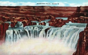 Vintage Postcard Shoshone Falls Towering 4 Miles From City Of Twin Falls Idaho