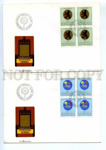 440632 Liechtenstein 1970 year set FDC Christianity coats arms block four stamps