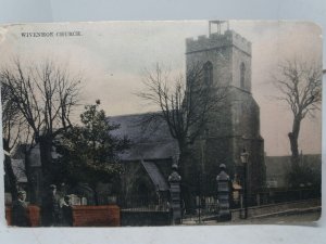 Young Boys outside Wivenhoe Church Essex Vintage Postcard c1910