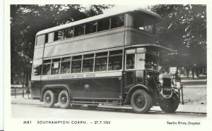 Hampshire Transport Postcard - Bus - Southampton Corporation 27.7.1929 - U641