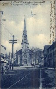 Pawtucket RI Cong Church & Street c1905 Postcard