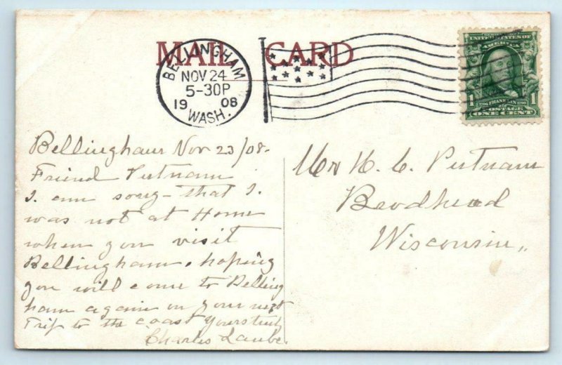 BELLINGHAM, Washington WA ~ Parade 1908 ATLANTIC FLEET Navy Military Postcard