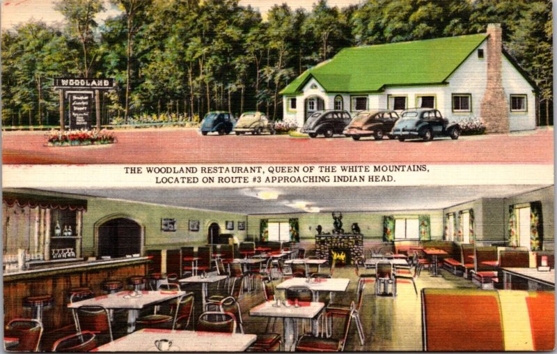 Linen Postcard Woodland Restaurant Route 3 White Mountains Lincoln New Hampshire