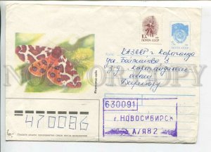 447759 USSR 1991 Isakov Butterfly Bear Kaya real posted Novosibirsk postal COVER