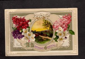 A Birthday Greetings John Winsch Fold Out Postcard Flowers 1912