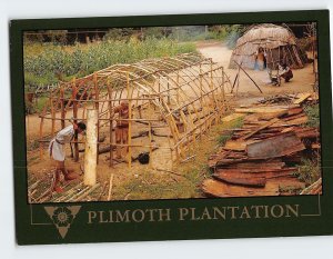 Postcard Hobbamock's Homesite Plimoth Plantation Massachusetts USA