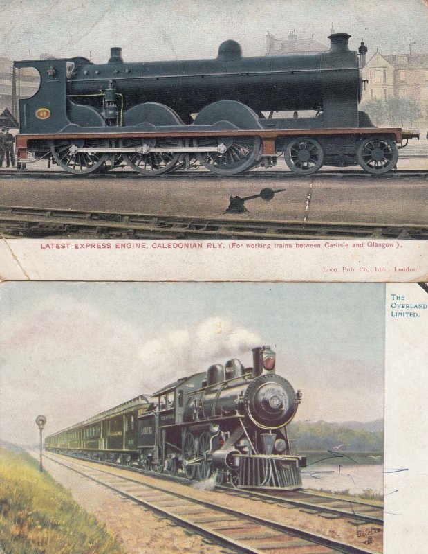 Caledonian Express Engine 48 Antique Scottish Train 2x Postcard