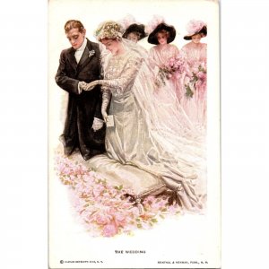 THE WEDDING - Original Antique Artist Signed Postcard - Harrison Fisher