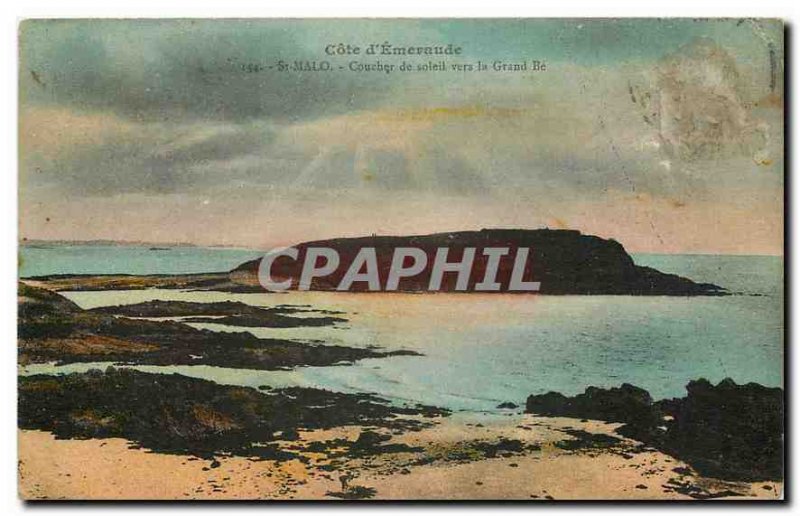 CARTE Postale Old Emerald Coast Sunset St Malo to the Grand Be