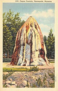 THERMOPOLIS, WY Wyoming  TEEPEE FOUNTAIN~Mineral Spring  c1940's Linen Postcard