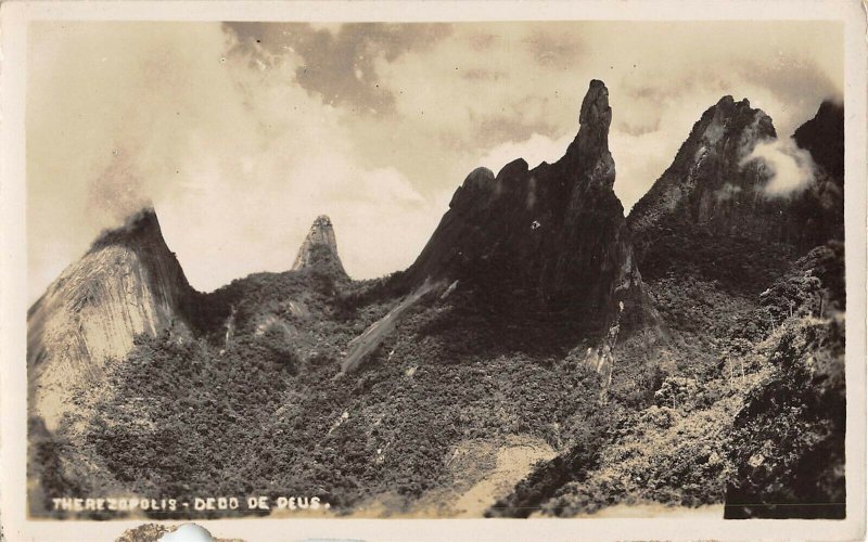 Rio De Janeiro Brazil 1930s RPPC Real Photo Postcard Therezopolis Dedo De Deus