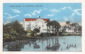 F7/ St Petersburg Florida c1915 Postcard Public Library Building