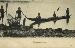 indonesia, MENTAWAI MENTAWEI, Native Young Boys in Canoe (1899) Postcard (2)