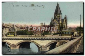 Old Postcard Metz Protestant Temple And Middle Bridge
