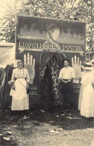 KNOWLEDGE IS POWER PALM READING FORTUNE TELL QUINCY MASSACHUSETTS POSTCARD 1917