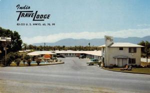 Indio California birds eye view Indio TraveLodge pool vintage pc Z16266