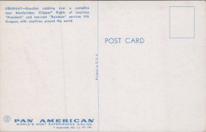 Uruguay Gauchos Cooking Over a Campfire Near Montevideo Vintage Postcard C366