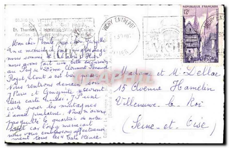 Old Postcard Vichy Thermal Pavilion