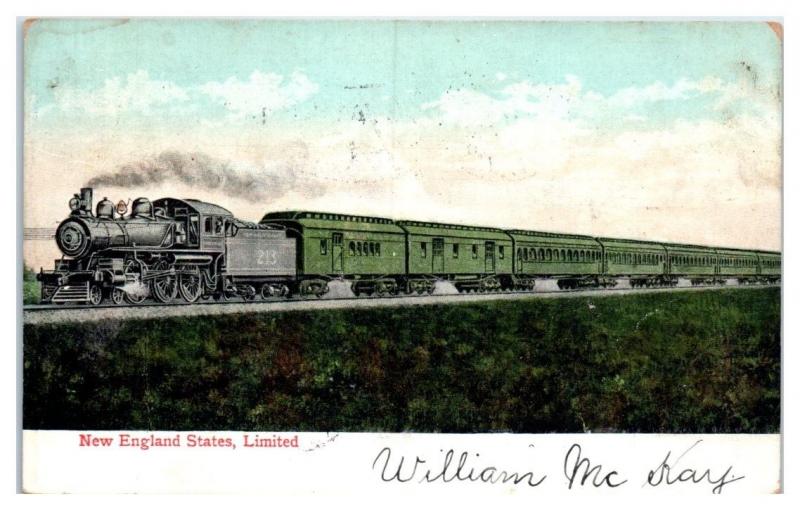 1907 New England States Limited Train Postcard