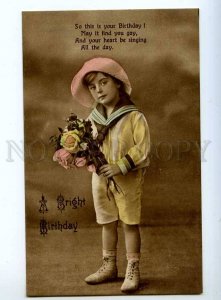 244248 Bright BIRTHDAY Boy Young SAILOR Fashion Vintage PHOTO