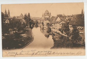 P2535, 1905 postcard nurnberg auf der insel schutt river and town view