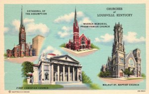 Postcard Multi View Churches of Louisville Kentucky Cathedral of the Assumption