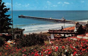 SAN CLEMENTE Orange County, California Pier, Flowers c1950s Vintage Postcard