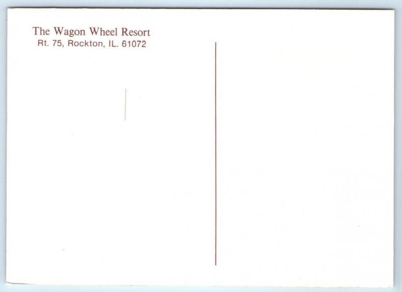 ROCKTON, Illinois IL ~ Roadside WAGON WHEEL RESORT Artist View ~ 4x6 Postcard