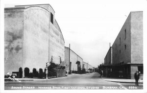 Postcard California Burbank Photo 1940s Warner Brothers Sound stages 22-12184
