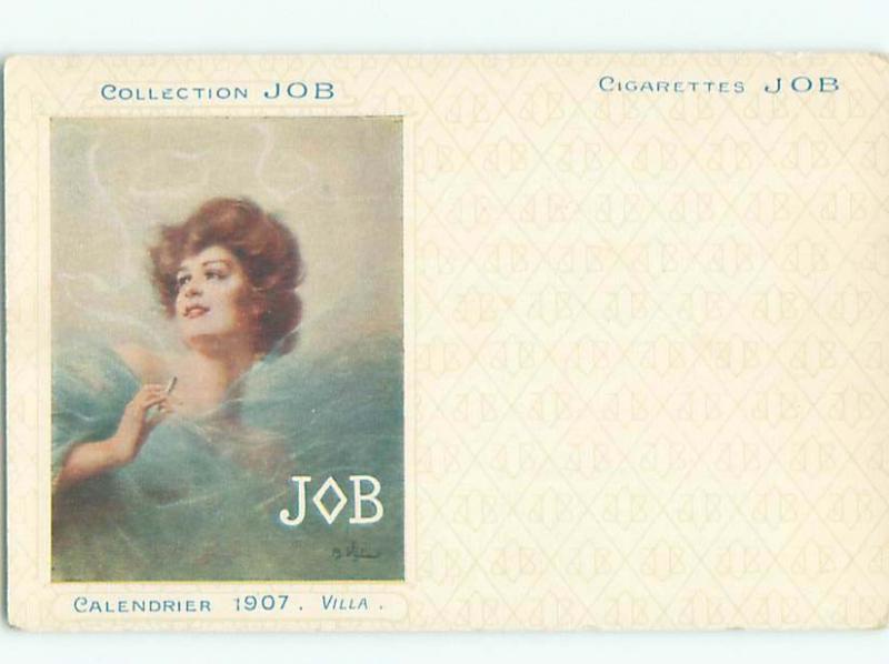 1907 Postcard Ad signed PRETTY GIRL FOR JOB CIGARETTE ADVERTISING AB8104-12