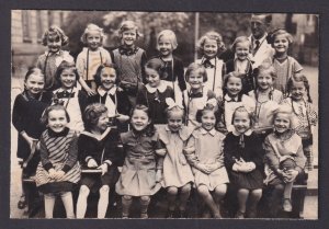 Vintage Postcard Germany RPPC Children Group Portrait Outdoors