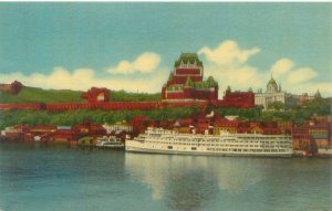 Three Rivers Quebec Canada Le  Chateau Frontenac Vintage Chrome Postcard