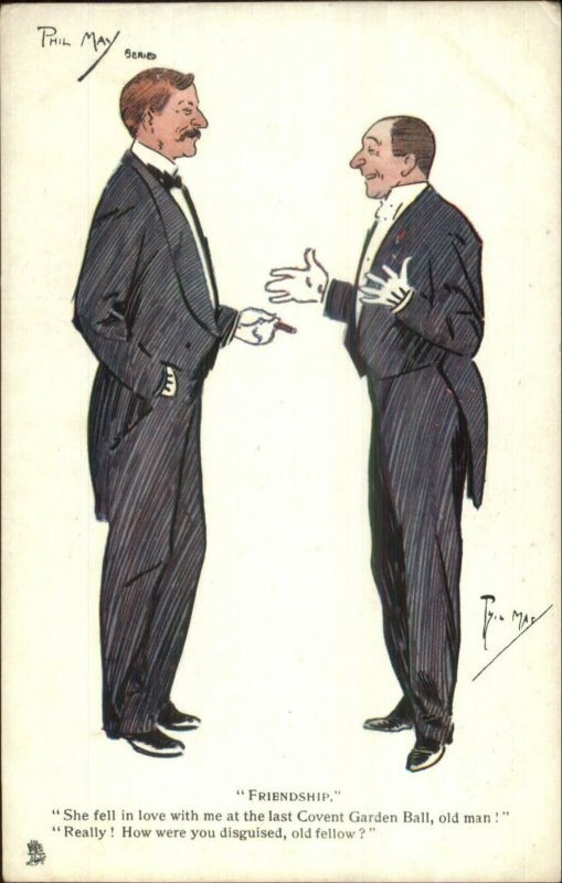 Phil May - Men Talk Women Insult Smoke Cigars TUCK #1772 c1910 Postcard G19