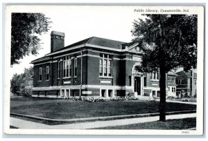 1940 Exterior View Public Library Building Connersville Indiana Vintage Postcard