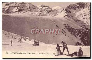 Old Postcard of Sports & # 39hiver Luchon Superbagneres Ski Luge