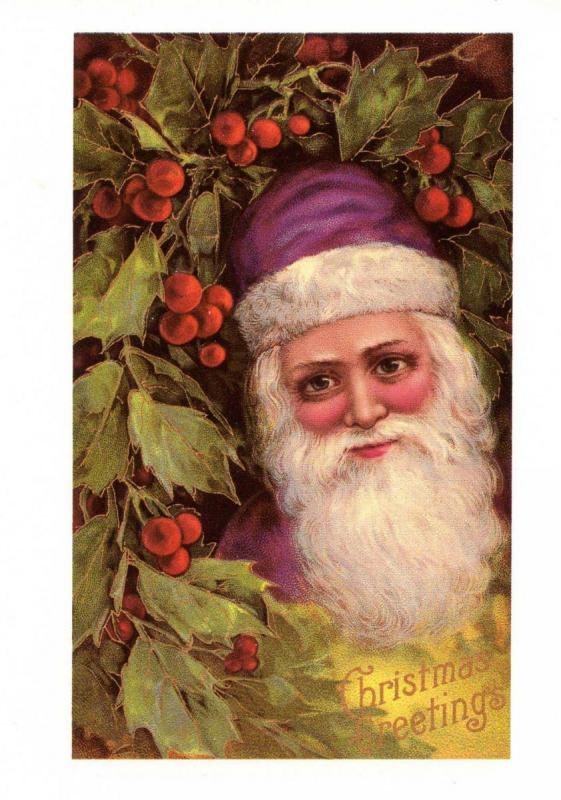 Greeting - Christmas, Santa Claus in Purple Suit (Repro)