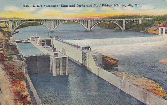 Minnesota Minneapolis U S Government Dam And Locks And Ford Bridge