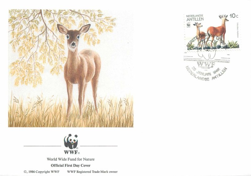 WWF FDC Postcard Nederlandse Antillen deer