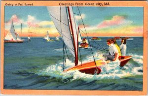 Postcard BOAT SCENE Ocean City Maryland MD AO7109