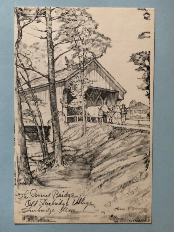 pencil drawing of Dummerston, VT covered bridge