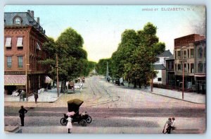 1907 Elizabeth New Jersey NJ Vintage Postcard Broad St. Exterior Building Posted