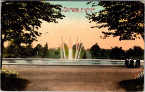 Postcard FOUNTAIN SCENE Buffalo New York NY AL8599