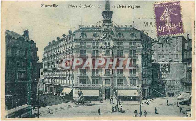 Postcard Old Marseille Place Sadi Carnot and Hotel Regina