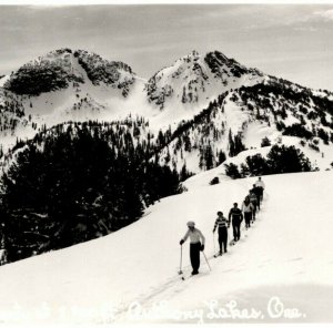 RPPC Skiing Party Anthony Lakes Oregon Real Photo Postcard Ray Atheson