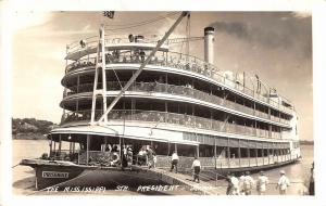 Mississippi Steamer President at Dock Real Photo Antique Postcard (J27687)