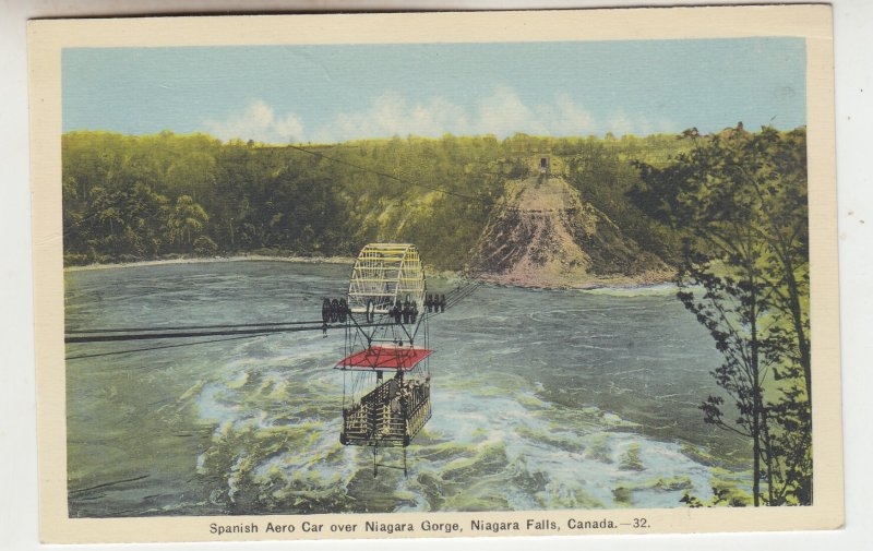 P2259, old postcard spanish aero car niagara gorge niagara fall canada unused