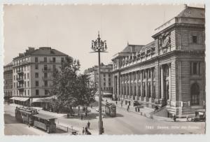 SWITZERLAND CPA GENEVE Hotel des Postes rppc Postcard trolley