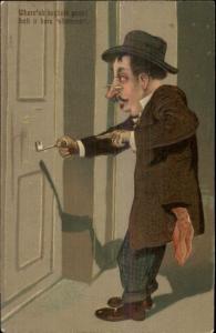 Drunk Can't Find the Keyhole PFB c1910 Postcard PFB - Caricature